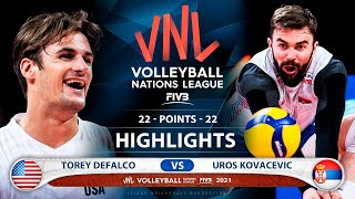 Usa vs Serbia | VNL 2021 | Highlights |  Torey Defalco vs Uros Kovacevic