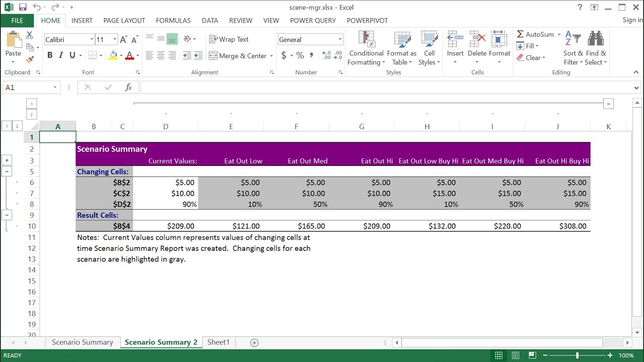 How To Use Excel Scenario Manager Youtube