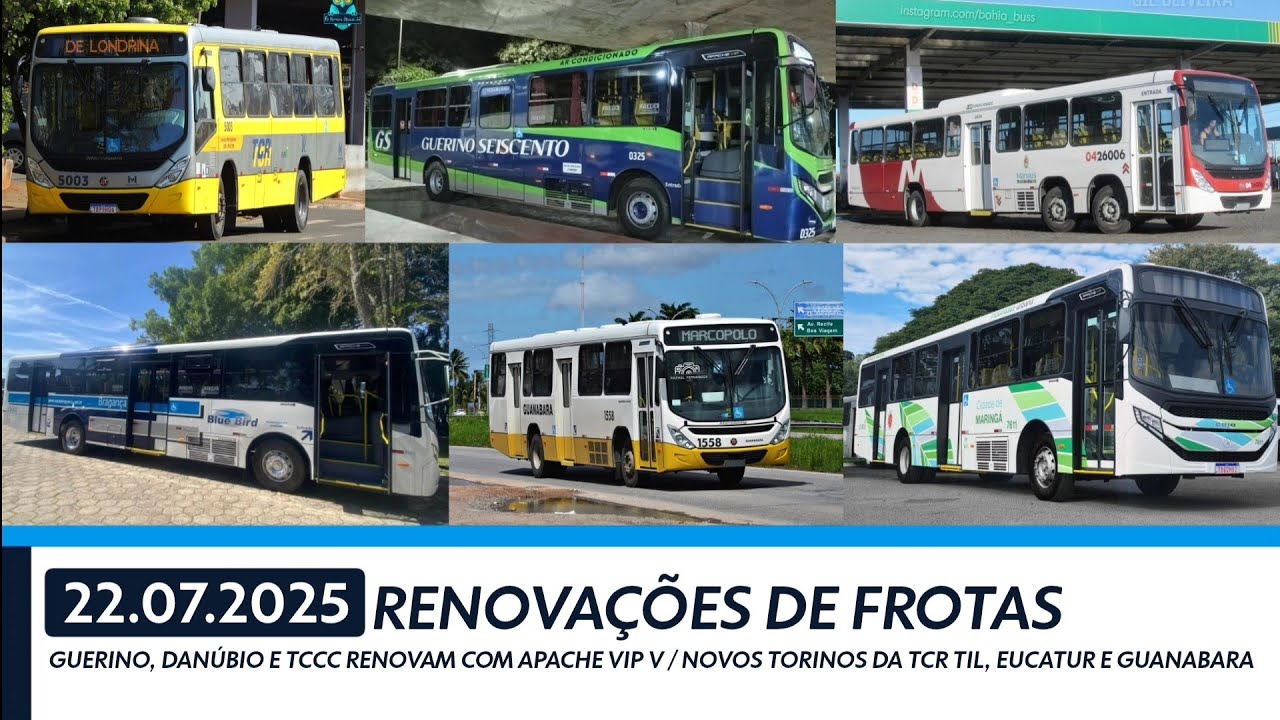 RENOVAÇÕES DE FROTAS: Guerino, Danúbio e TCCC com Vip 5 - TCR, Eucatur e Guanabara com Torino