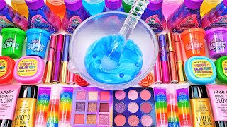 Satisfying Video Mixing Makeup Cosmetics into Slime Making Rainbow Glitter Eyeshadow Slime GoGo ASMR