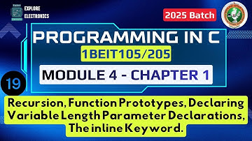 Module 4 C1 Recursion, Function Prototypes, variable Length, inline Keyword | Programming in C