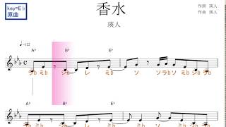 香水（瑛人） 原曲key=E♭固定ド読み／ドレミで歌う楽譜【コード付き】