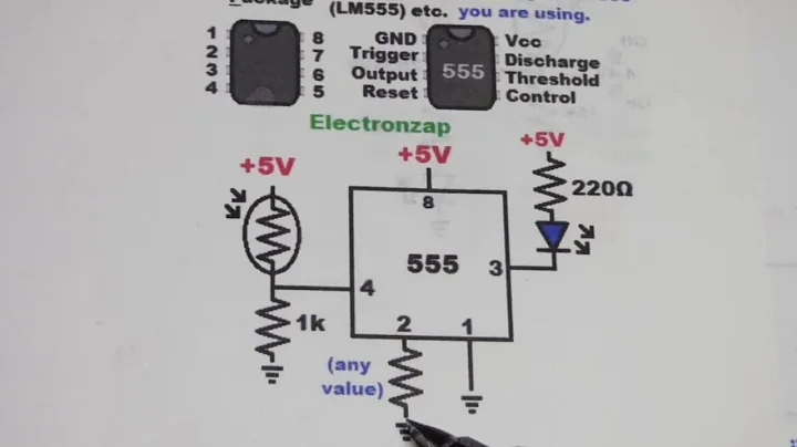 High Side LDR Voltage Divider and 555 Timer Night Light Circuit Light Dependent Resistor