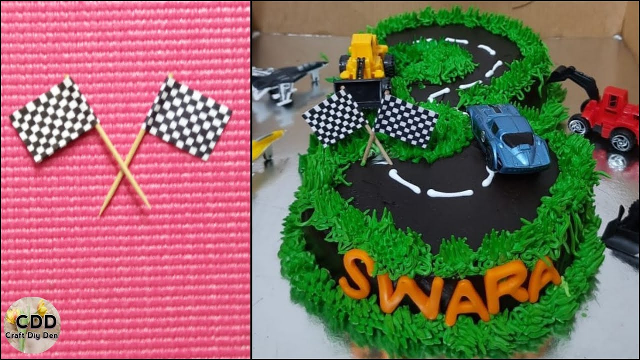 Diy Checkered Flag Cake Topper | Easy Cake Topper