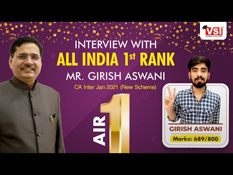 Interview with AIR 1st of CA Intermediate (New) Jan 2021 - GIRISH ASWANI