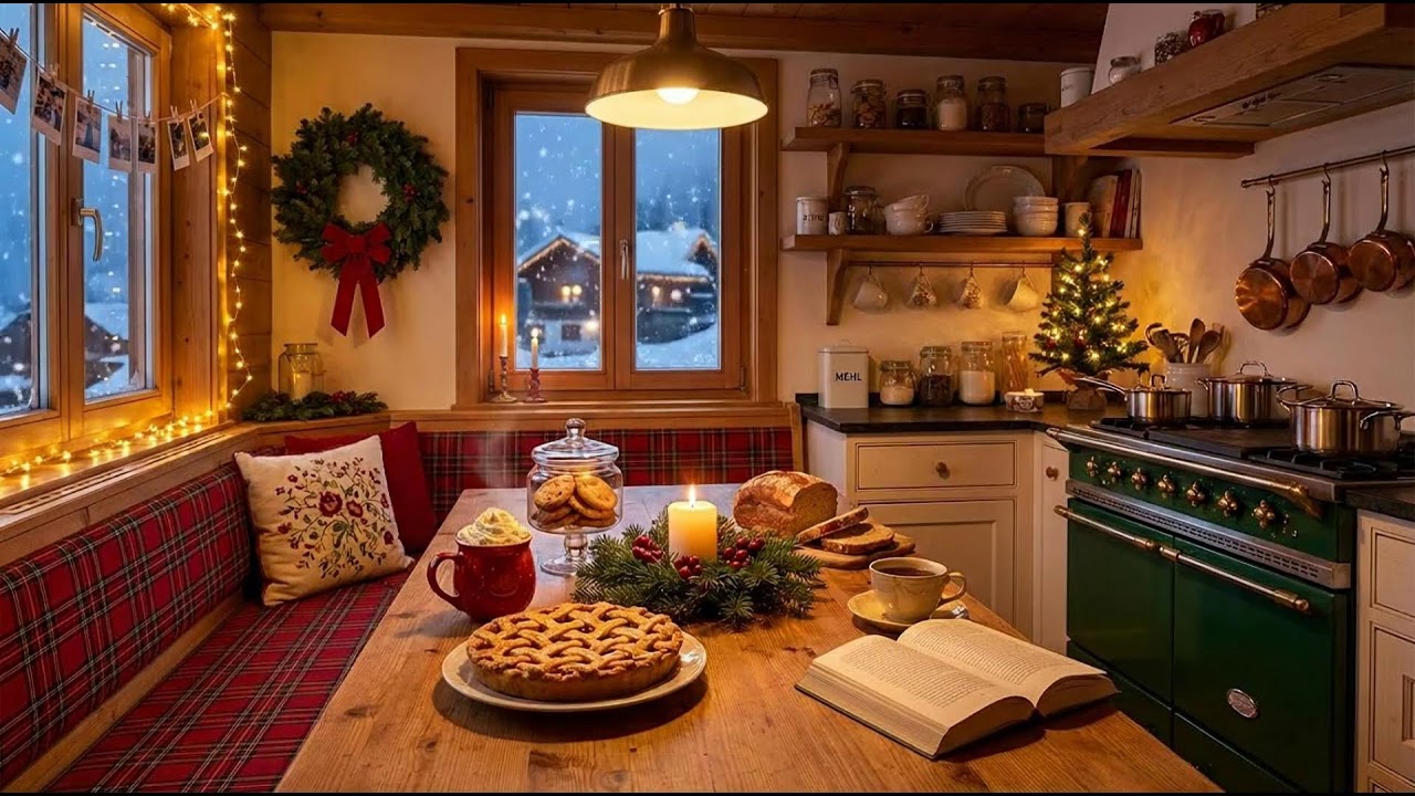 Relaxing Snowfall in a Cozy Grandma’s House ❄️ Vintage Oldies Playing in Another Room