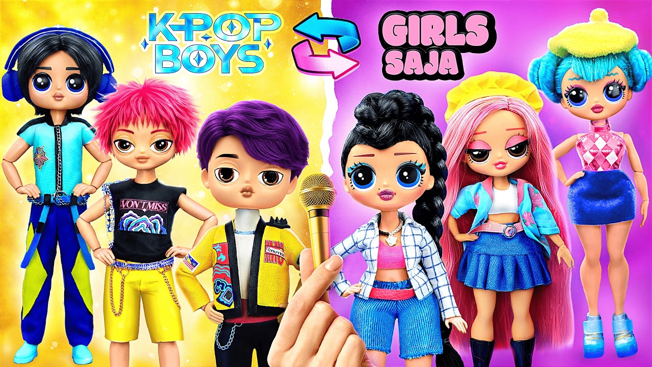 Кейпоп Хантрикс vs Саджа Бойс поменялись образами! Поделки для кукол