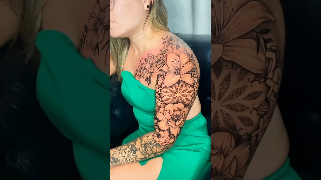 Delicate Floral Mandala Tattoo in Rose Gold, Finishing Off Her Sleeve. Thanks for the Trust! 
