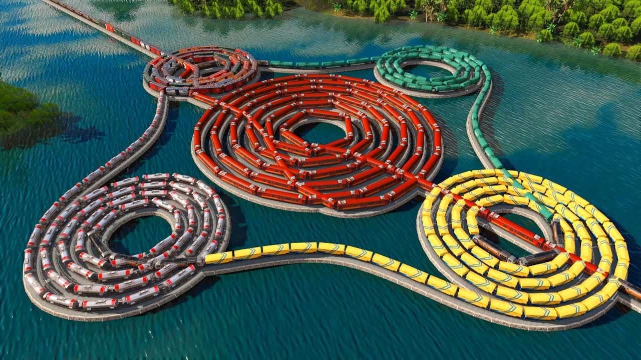 Kereta Api Luar Biasa Panjang Melewati Rel Spinner berbeda Ukuran Paling Ekstrim🚂🚦Trainz Simulator