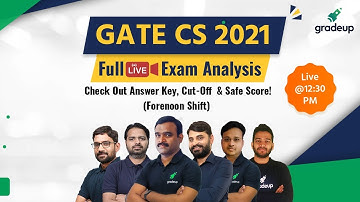 #GATE2021 CSE Full Exam Analysis & Answer Key🧑🏻‍💻 | Live 13th Feb Shift 1 | Do not Miss! | Gradeup