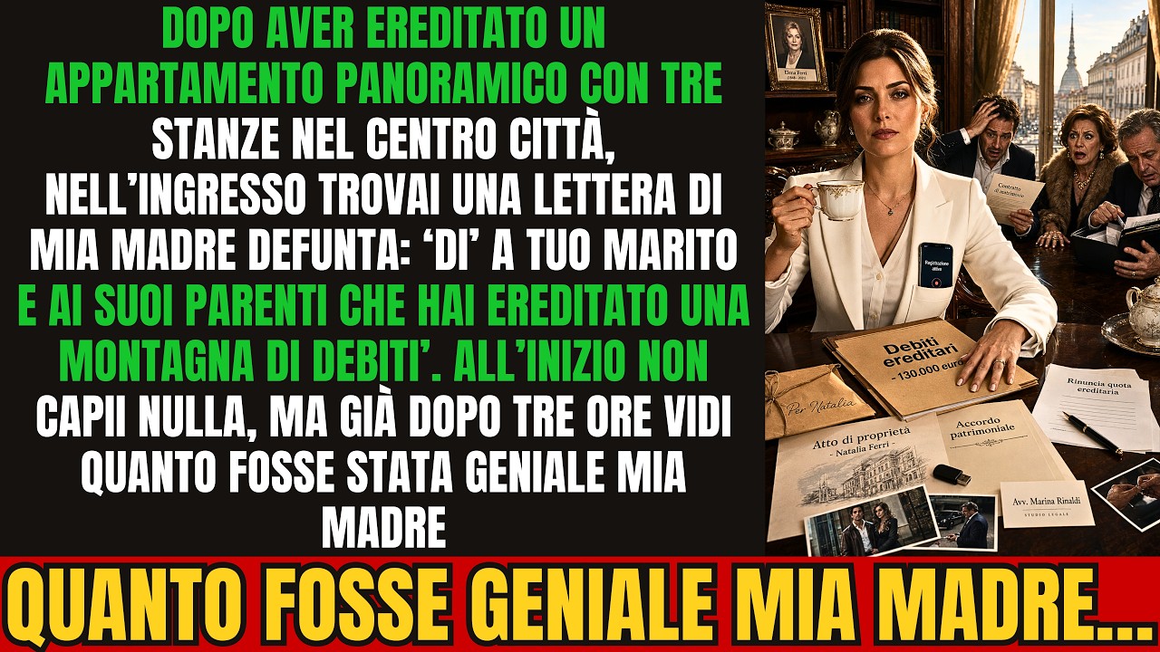 Mia madre era morta da un mese quando ho aperto la sua lettera: "Di' a tuo marito e alla sua famiglia che hai ereditato una montagna di debiti." Mio marito Riccardo era già in casa a valutare...