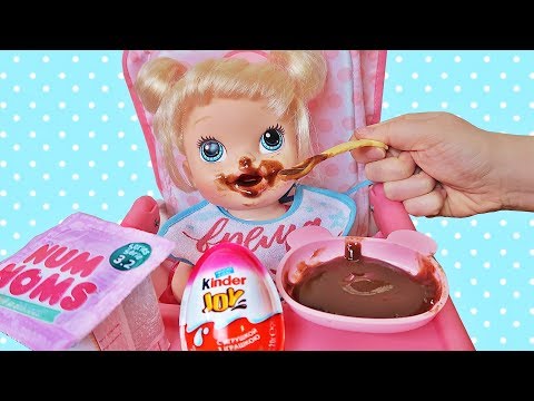 Куклы Пупсики Беби Элайв Аня Кушает. Открываем Сюрпризы Kinder Joy и Num Noms Зырики ТВ