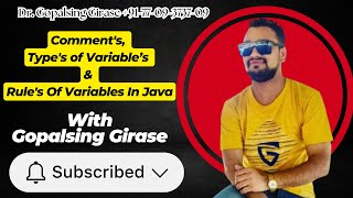Celebrity Comments, Types & Rules of Variables in Java | Java Tutorial for Beginners With Gopal Girase Wealth
