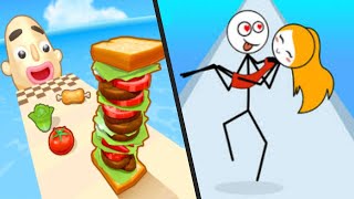 SANDWICH RUNNER vs RUN NOW - Best Levels Satisfying Double Gameplay Mega UPDATE Android