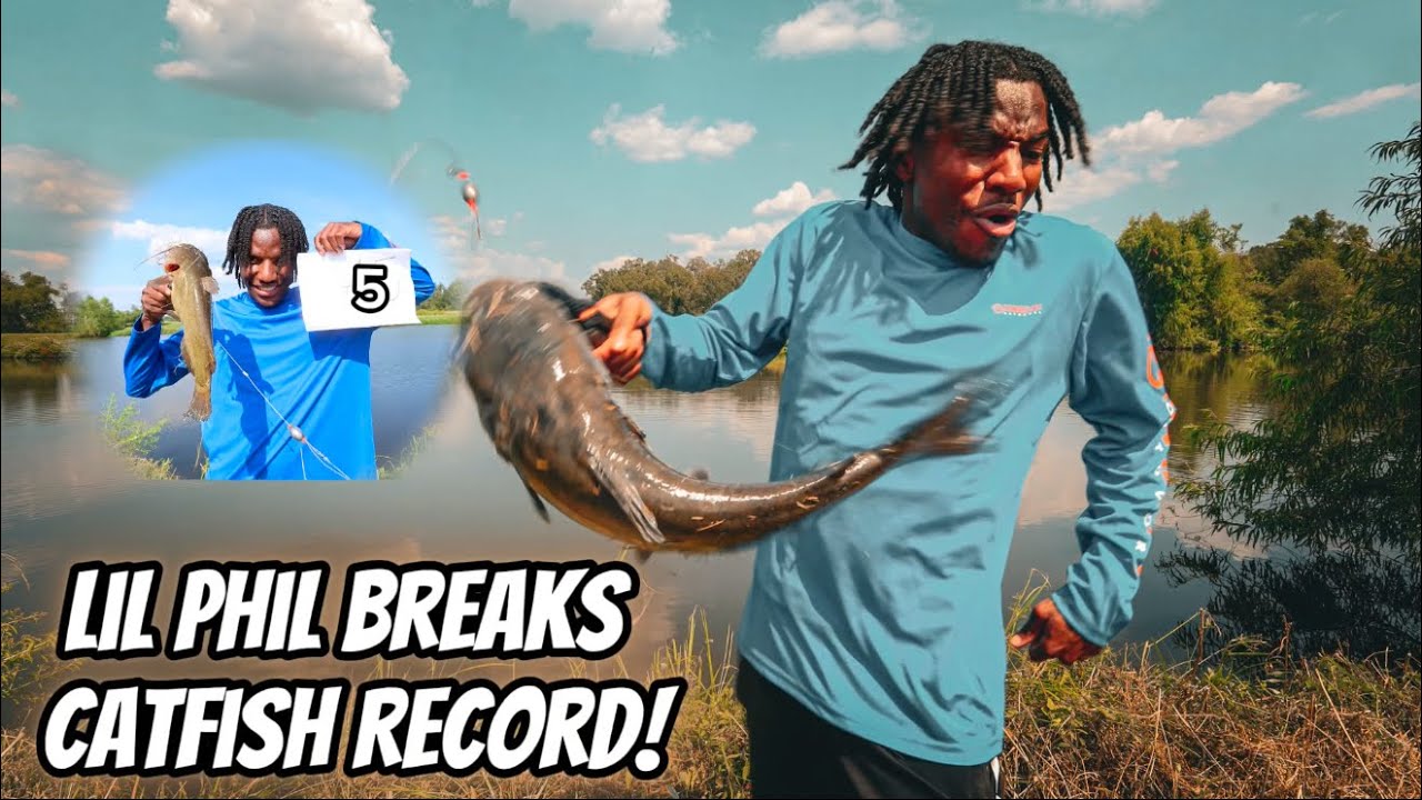 Lil Phil Rapper Lil Phil Breaks Fishing Record & Catches A Huge Catfish! (Catch & Cook ...