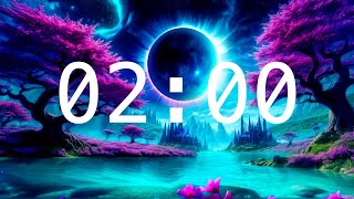 2 Minute Countdown Timer with Alarm | Total Solar Eclipse in Another Galaxy | Calming Music