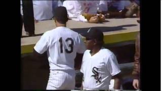 Minnie Minoso delivering the lineup card at the last game at Old Comiskey Park