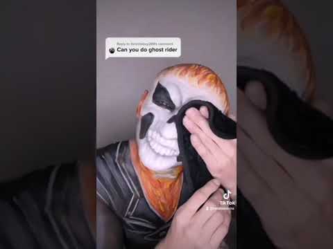 Reverse Makeup Removal of Ghost Rider body paint for Halloween #shorts