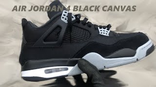 Air Jordan 4 Black Canvas showcase on feet