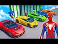 SpiderMan Sport Cars RACING Challenge Competition in the Sky Ramps  | GTA 5 MODS