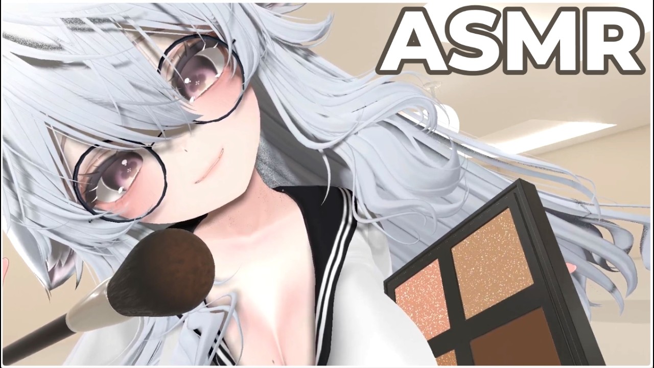 【Visual ASMR Vrchat】Catgirl Does Makeup on Your Face~! ♥Layered Sounds ♥ Roleplay ♥  Persononal Care