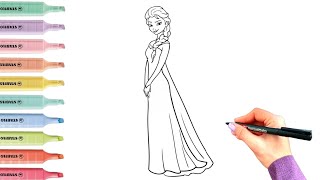 Elsa Princess Drawing| How To Draw Frozen for Kids| Frozen Coloring Pages ‍♀✨