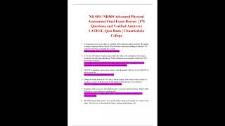 NR 509 NR509 Advanced Physical Assessment Final Exam Review  175 Questions and Verified Answers  LAT