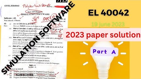 EL 40042 simulation software bter paper 2023 solution part A #electronic #diploma