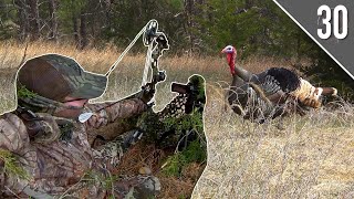 INTENSE BOWHUNT! - GOBBLER at 5 STEPS! |  Public Land Bowhunting for Turkeys!