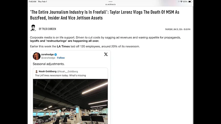 "The Entire Journalism Industry Is In Freefall". Mainstream Media Collapsing Before Our Eyes.