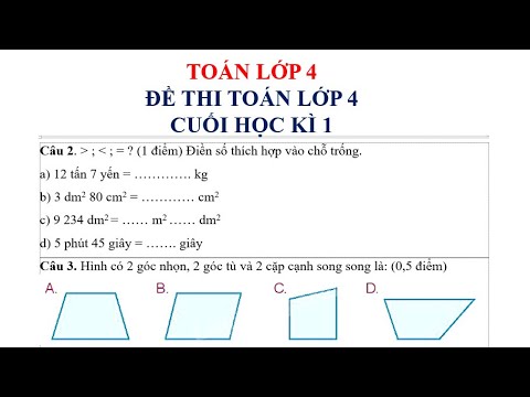 ĐỀ THI TOÁN  CUỐI HỌC KÌ 1 LỚP 4 - NĂM HỌC 2023 - 2024 sách cánh diều - youtube