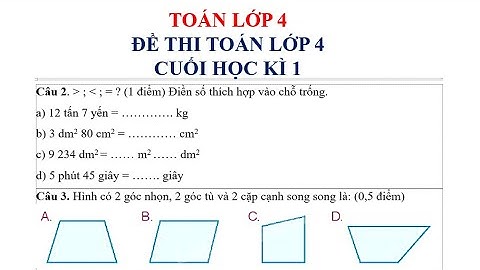 ĐỀ THI TOÁN  CUỐI HỌC KÌ 1 LỚP 4 - NĂM HỌC 2023 - 2024 sách cánh diều