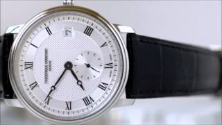 Frederique Constant  FC 245M4S6  Slim Line Silver Dial Black Leather Mens Watch FC 245M4S6