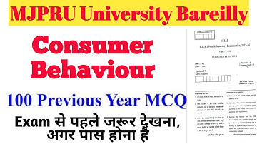 PYQs and MCQs of Consumer Behavior for BBA 4th Semester students at MJPRU Bareilly! 📈🛍️