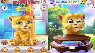 Talking Ginger|Enjoying|Teeth Brushing|Playing puzzle|Fun|