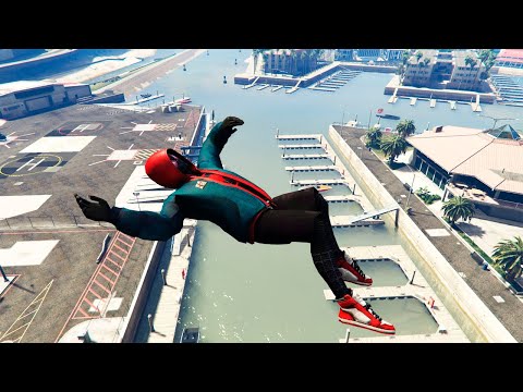 GTA 5 Stunning Ragdolls #123 - (Spiderman Miles Morales - Water And Explosions Fails) (Slow Motion )