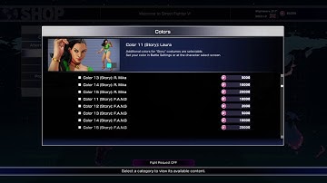 STREET FIGHTER V 11-15 added for all story and battle costumes