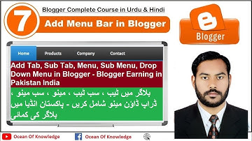 Add Tab, Sub Tab, Menu, Sub Menu, Drop Down Menu in Blogger - Blogger Earning in  Pakistan India
