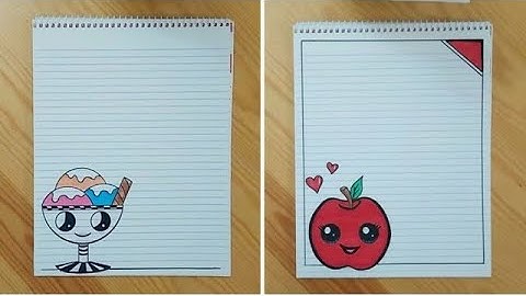 تزيين الدفاتر | تزيين الدفتر على شكل رسم كيوت|رسومات لتزيين الدفاتر | easy notebook border design