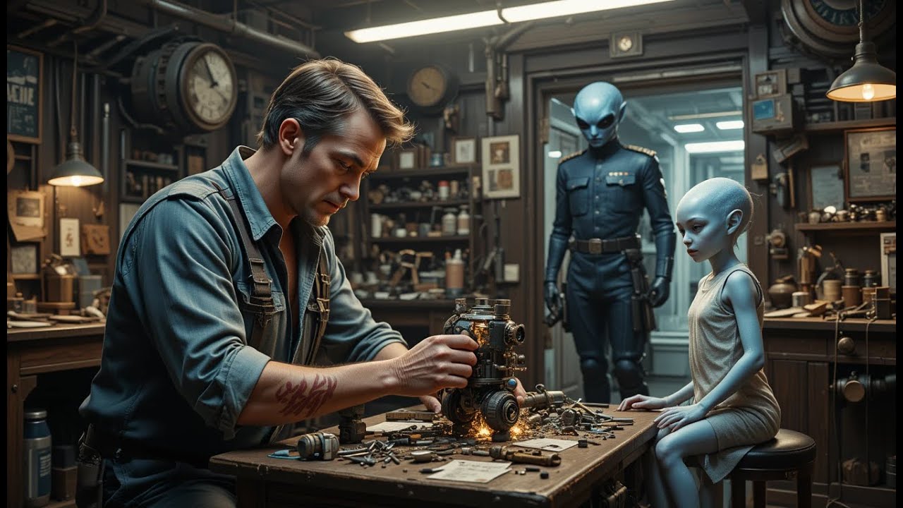 Mechanic Was Fixing an Alien Girl's Toy Robot—Until the Admiral Saw the Falcon Unit Emblem Tattoo.