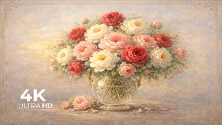 4K Soft Peony Flower Still Life 🌸💐 | Ultra HD Luxury Vintage Floral Wallpaper screenshot 1