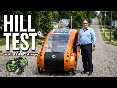 Solar Electric ELF car taking on the hills! EGO battery hill test with the Organic transit ELF