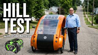 Solar Electric ELF car taking on the hills EGO battery hill test with the Organic transit ELF
