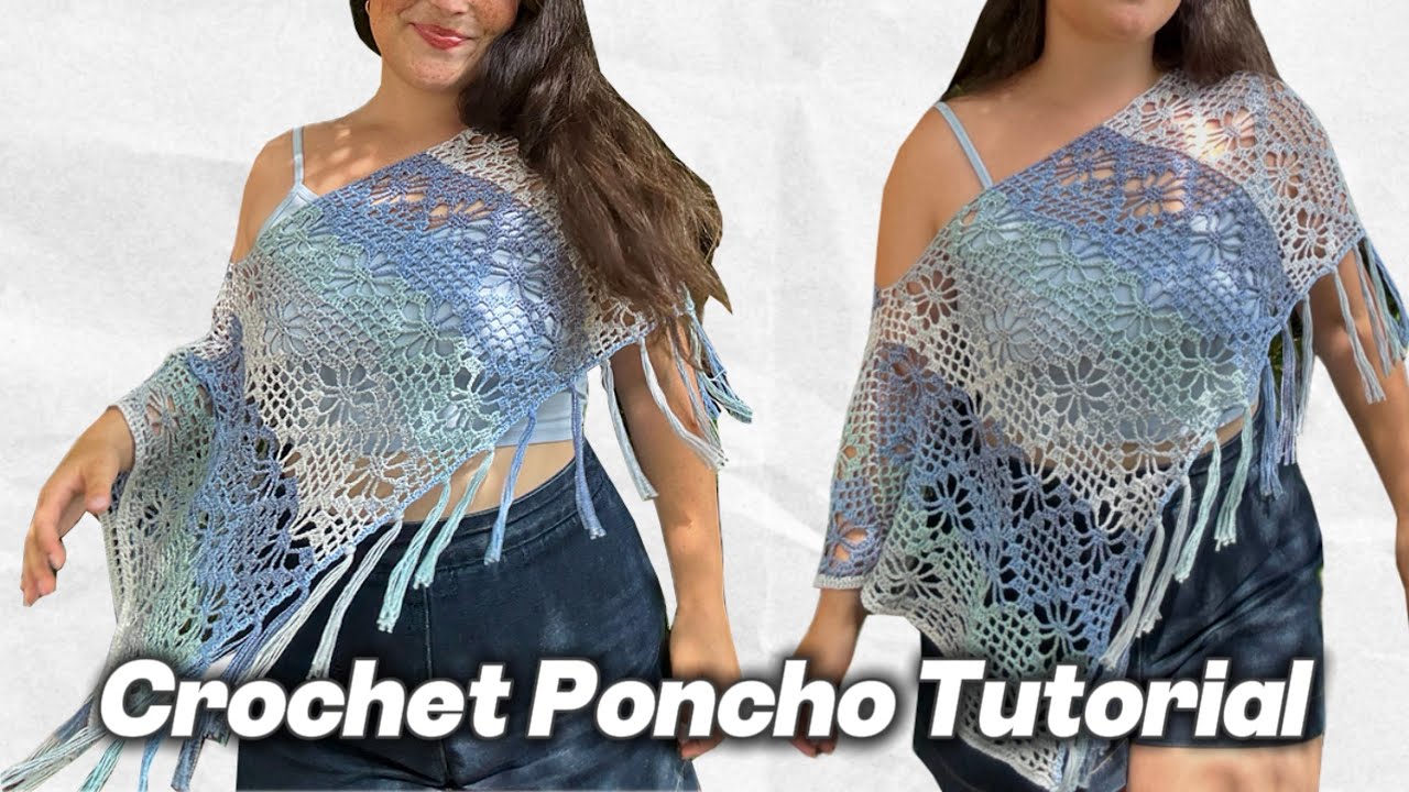 Summer Poncho Crochet Tutorial 🩵 In Depth Instructions