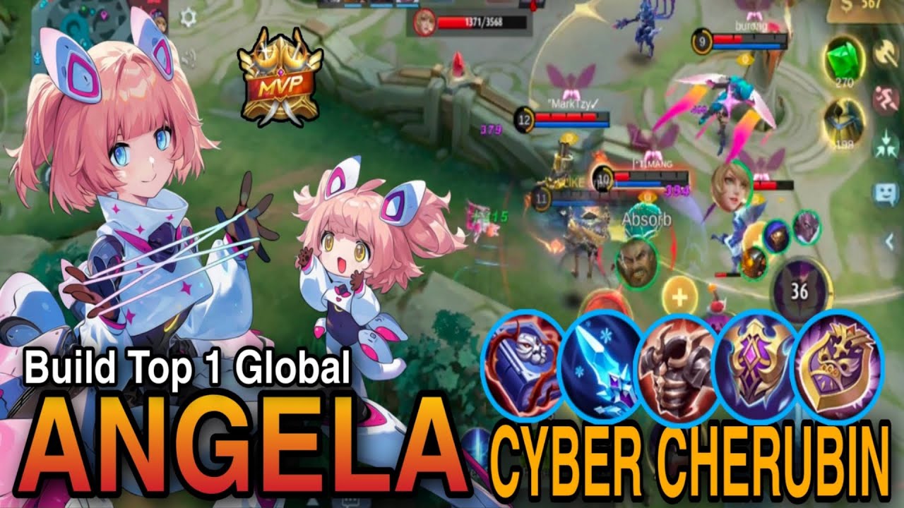 Cyber Cherubin Mvp 🔥 Angela Best Build 2023 Angela Build Top 1 Global Mlbb Youtube