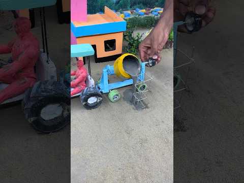 Mini Concrete Mixer Toy Unboxing Cement Pouring Machine 