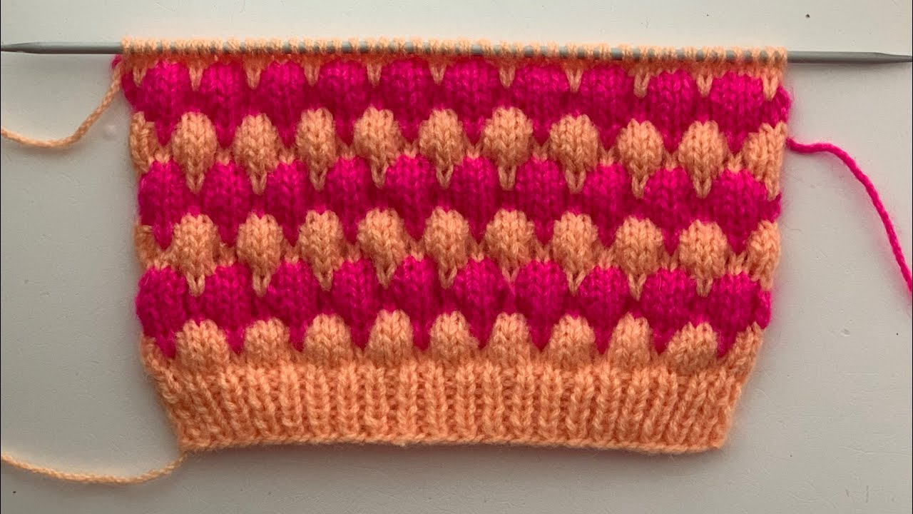 Two colour Bubble Knitting Pattern