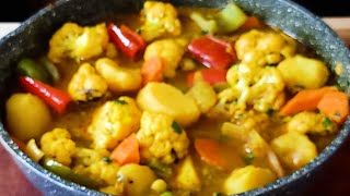How to make best Cauliflower Curry With Bell Peppers And Carrots In Spiced Milk Gravy recipe easy