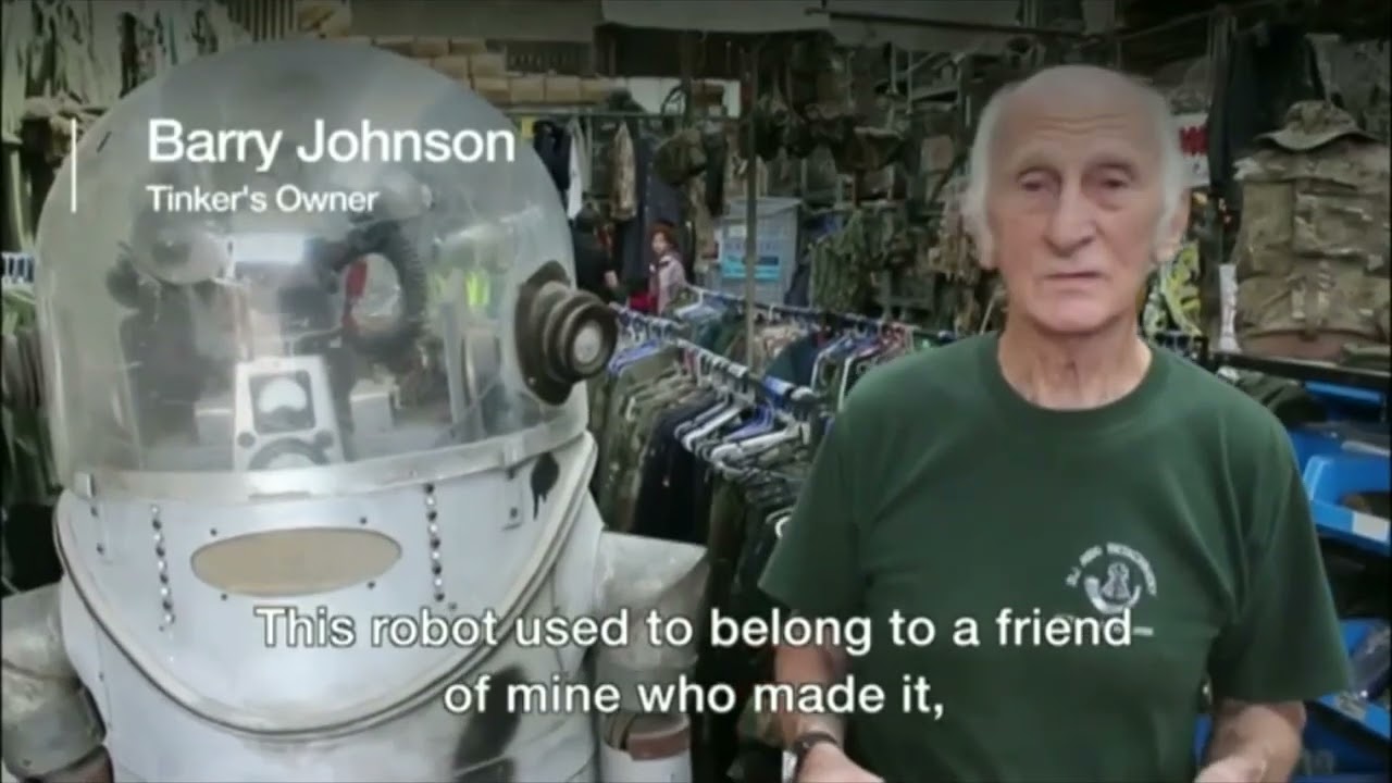 TINKER the Robot, still alive and well and living in a Leeds Army surplus store.