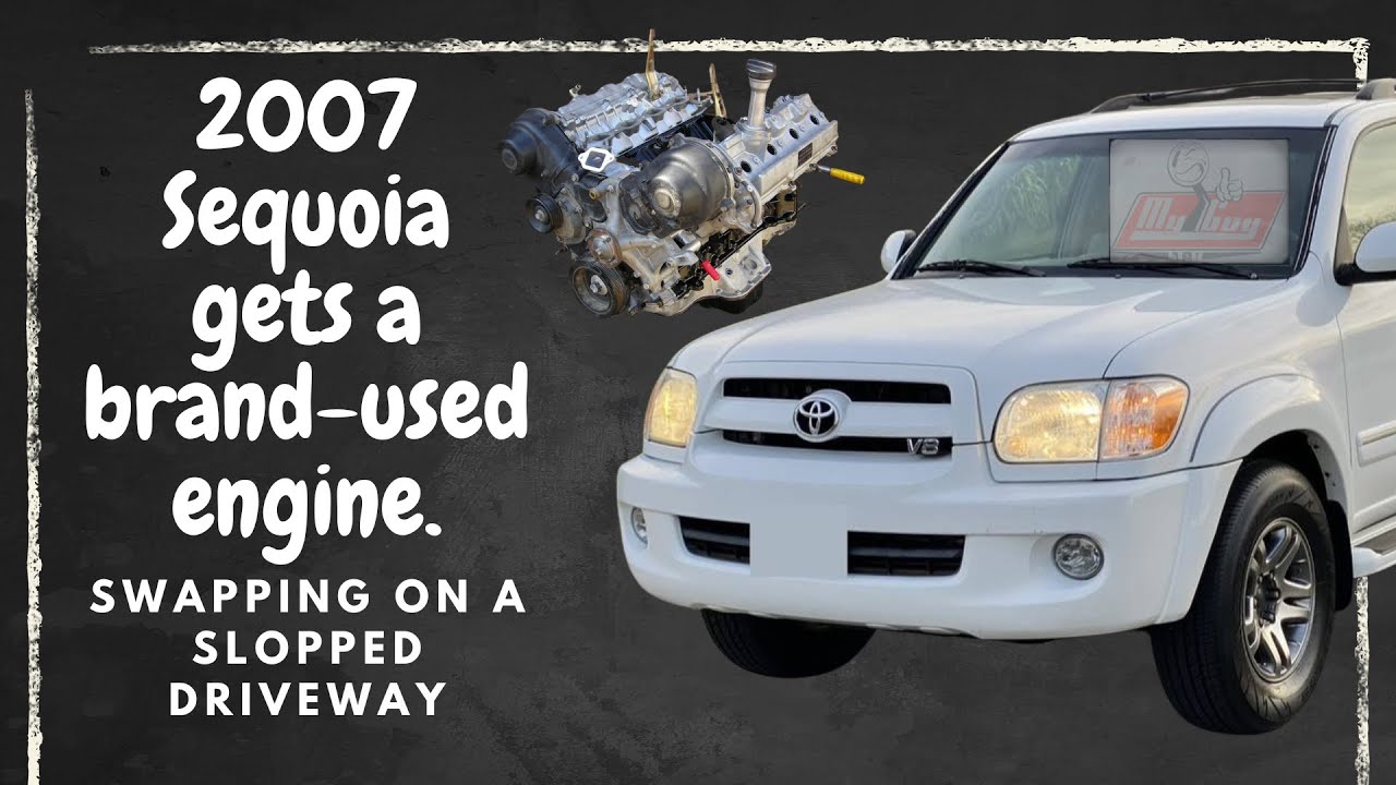 2uz -fe engine replacement with hand tools and slopped driveway. Toyota sequoia, tundra